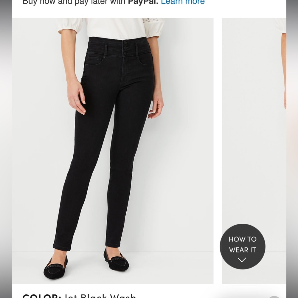 Ann Taylor Petite Sculpting Pocket High Rise Skinny Jeans In Jet Black Wash